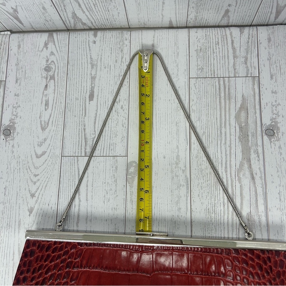 ANN TAYLOR Vintage Genuine Leather Crocodile Red Clutch - Picture 11 of 15
